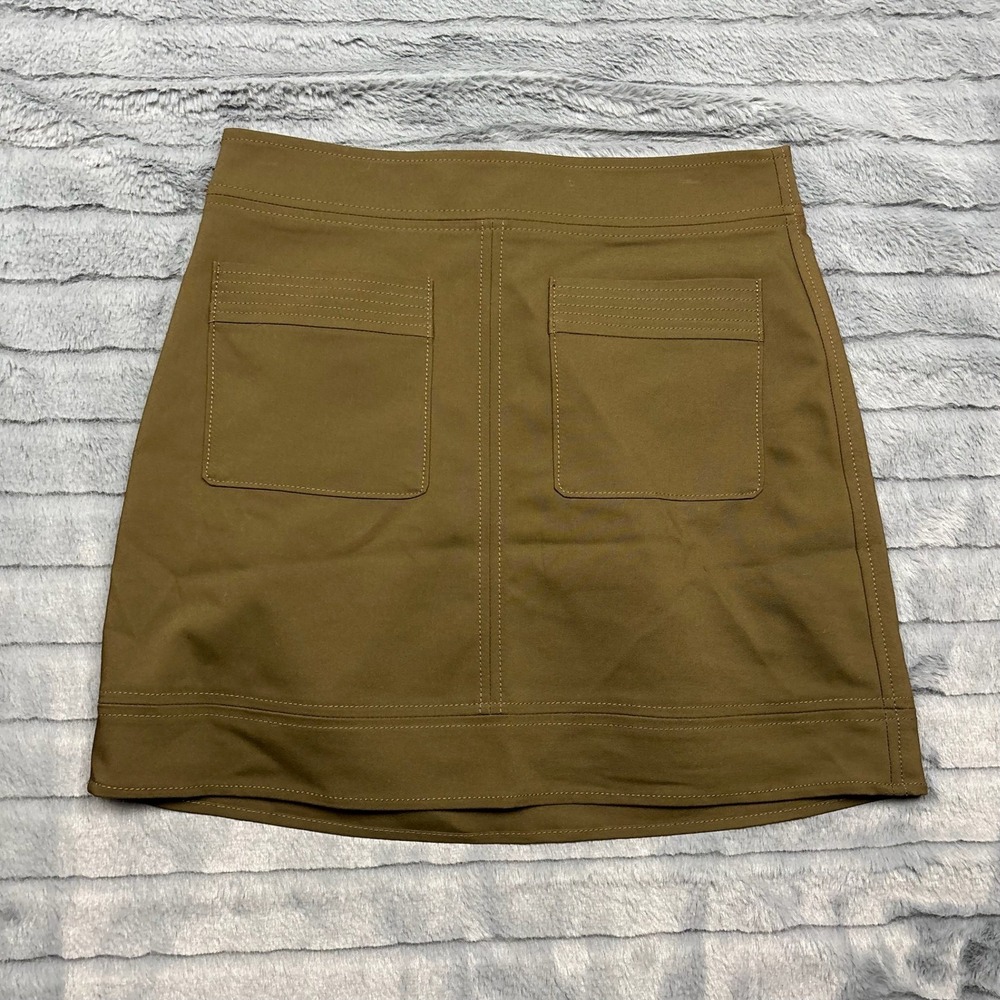 Express Womens Olive Brown Utility Mini Skirt Size 6 Patch Pockets Stretch ALine